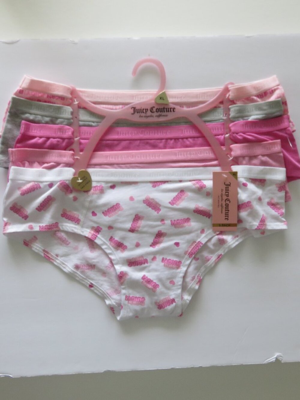 (#138)  Juicy Couture Intimates 5 Pack Cotton & Spandex Panties Size XL